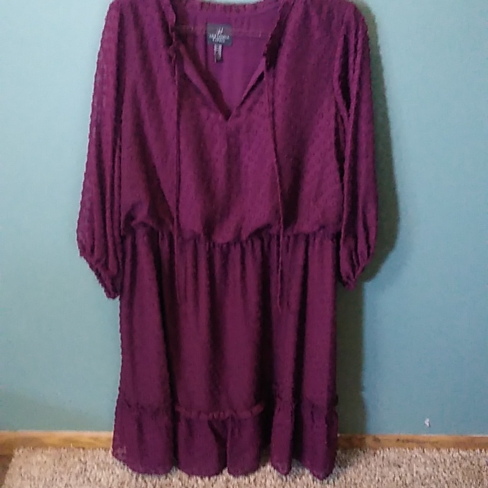 Women's Adrianna Papell Burgundy Peasant Top Dress Size 14W